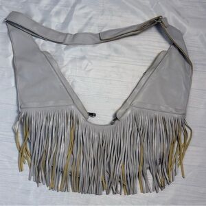 Elegant Gray Fringed Shoulder Bag